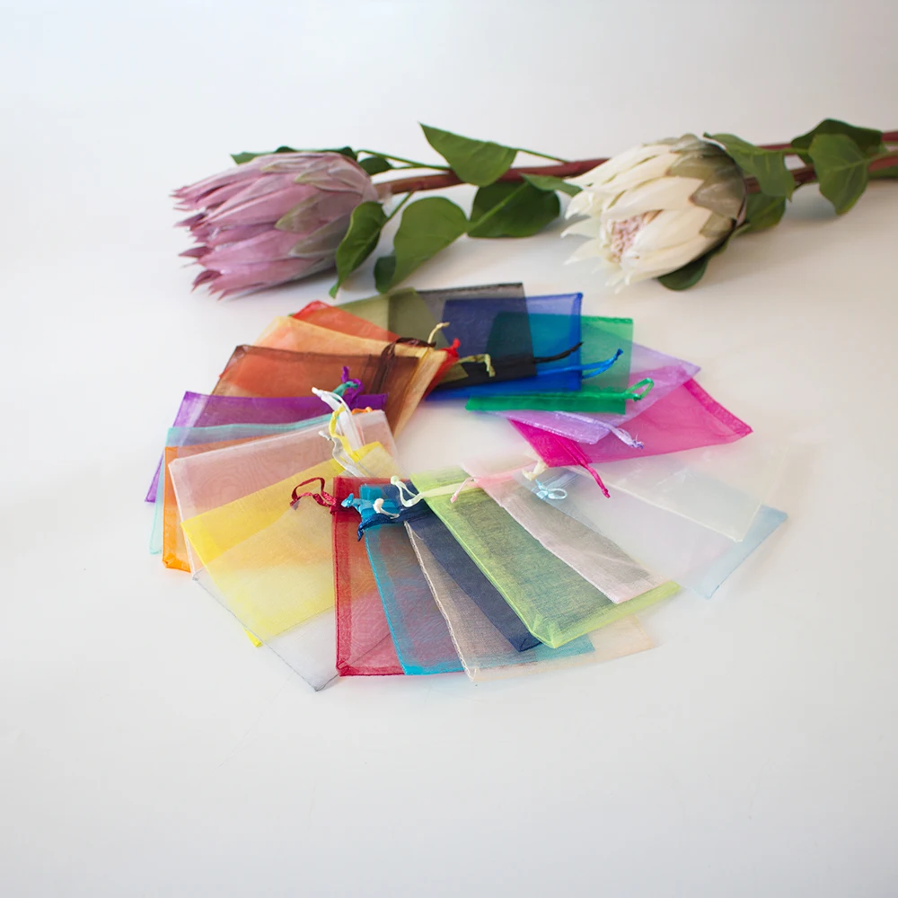 

100 шт., 17×23 см, разноцветные мешочки из марлевки на завязках, мешочки для упаковки ювелирных изделий, мешочки для хранения подарков на праздники и свадьбы, большие сумки-мешочки