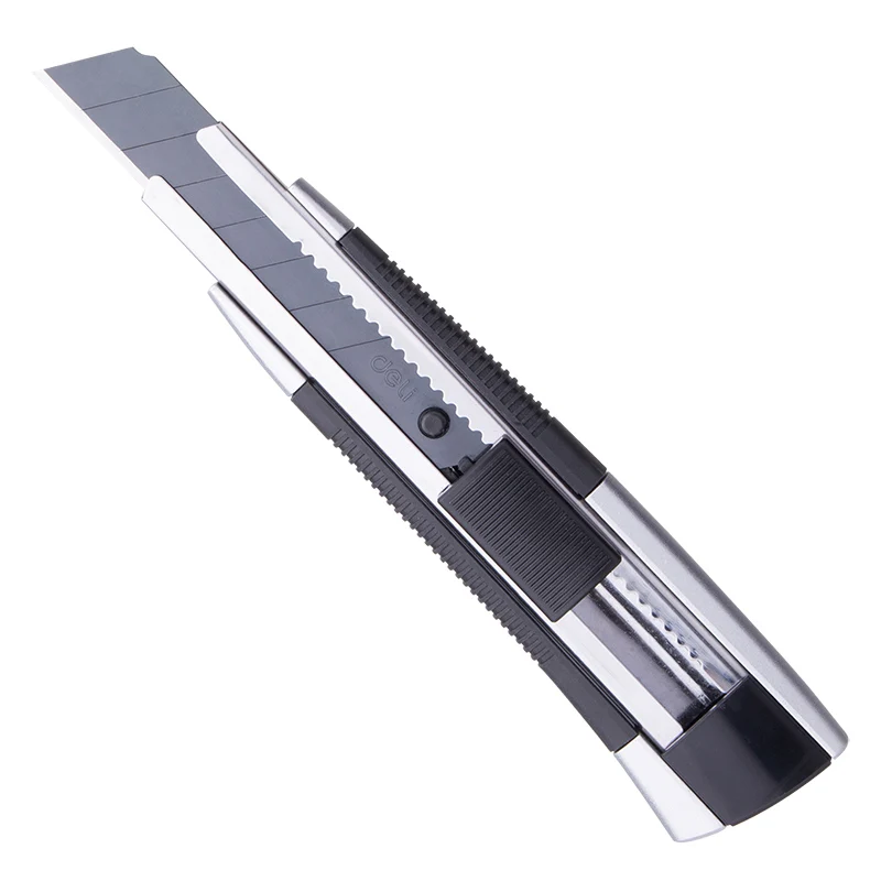 Deli Metal Utility Knife Retractable Cutting Blade 8/18mm for Cartons Cardboard Boxes Auto Lock Carbon Steel Utility Knife