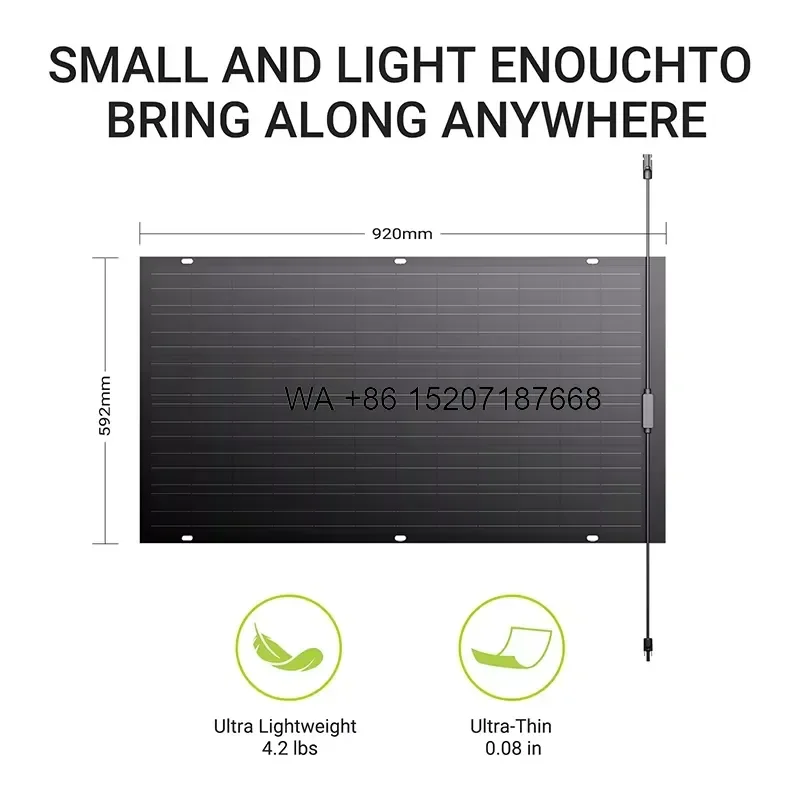 Wmwmnu 120W Flexible Monocrystalline Solar Panel Ultra-thin Waterproof Photovoltaic Module for Roof Balcony Residential Use