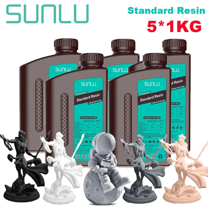 

SUNLU 5KG Standard Resin 405nm LCD Printer Photon Curing Good Precision Smooth Surface Low Odor Model Garage Kit Printing