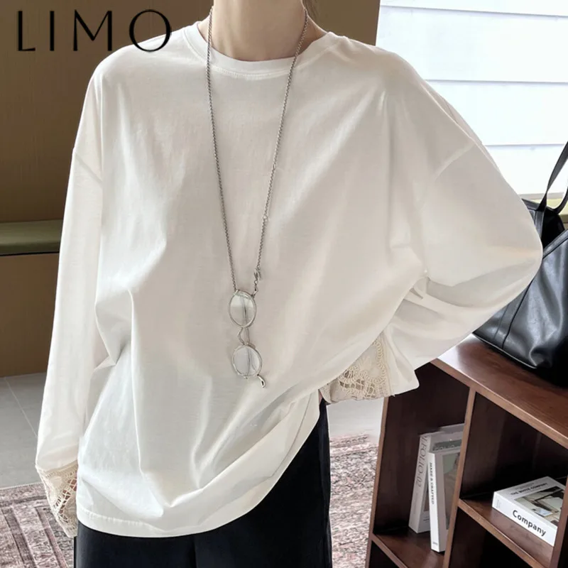 

LIMO Elegant Casual Lace Trim Shirt Women’s- Breathable Relaxed Fit Loungewear, Vintage Boho Blouse, Chic Everyday Oversized Top