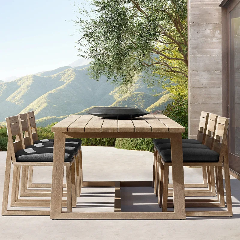 Luxury Teak Furniture Outdoor Courtyard Furniture Teak Door Garden Dining Table