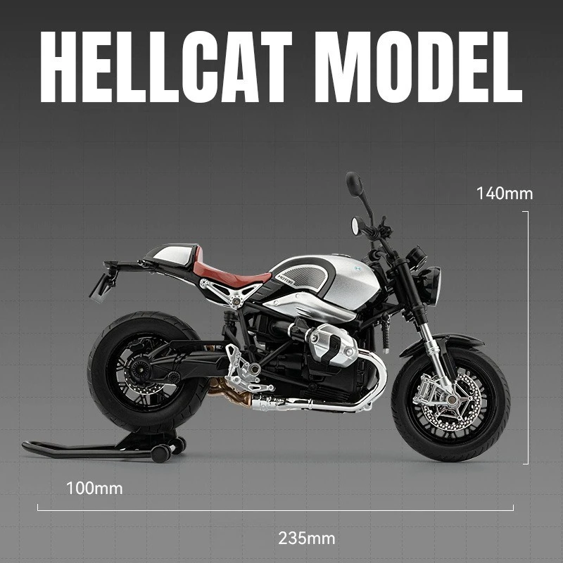 1:9 BMW R NineT Diecast Alloy Motorcycle Model Simulation Suspension Steering Model Sound Light Toy Boy Gift