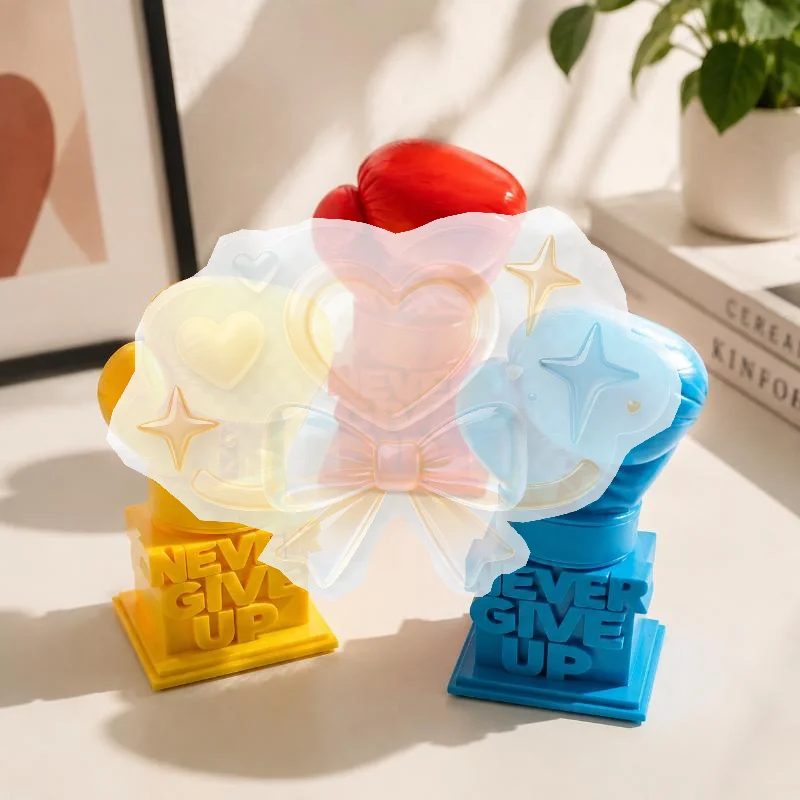 3D Printed Never Give Up Boxing Glove Figurine Eco-friendly Resin Desk Decor for Gym Locker Room Display Gift