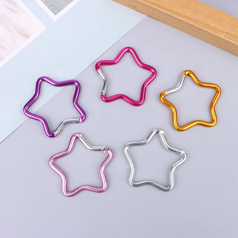 1PCS Outdoor Camping Keyring Hook Five-pointed Star Shaped Aluminum Carabiner Key Chain Clip Bottle Hanging Buckle
