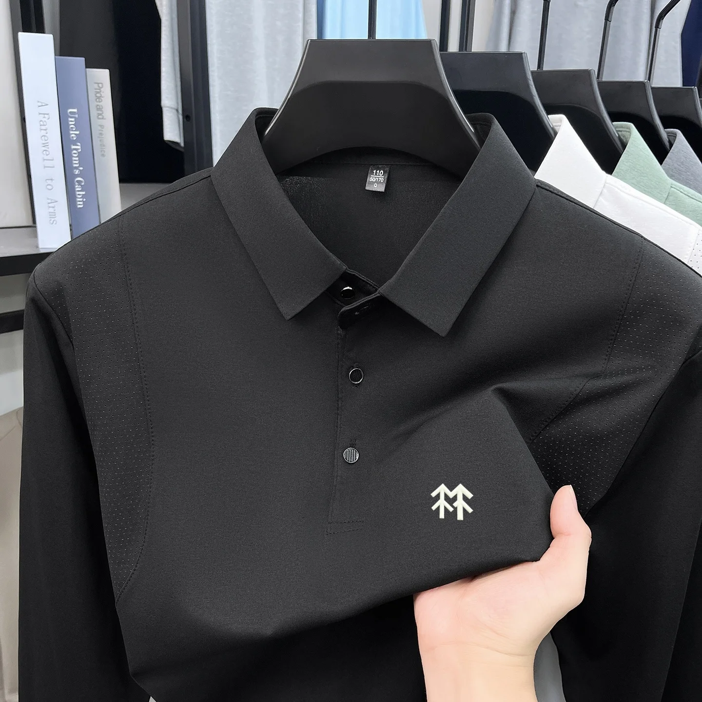 High end Brand Men's long sleeve polo shirt fashion original personality embossing design casual comfortable exercise T-shirt