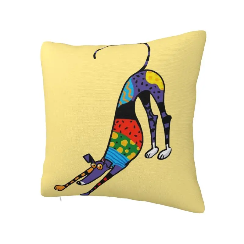 Custom Greyhound Whippet Dog Art Square Pillowcover Decoration Cushion Cover Throw Pillow for Living Room Double-sided Printing
