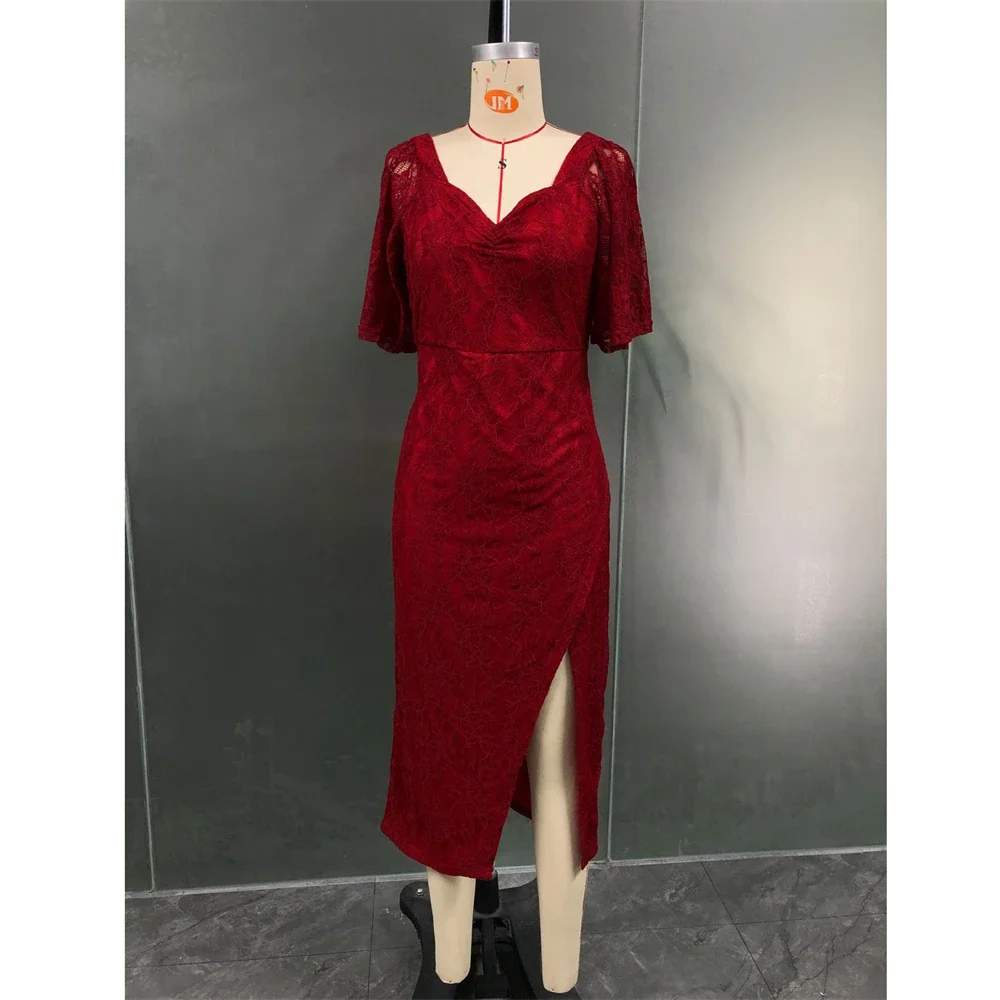 

Elegant Abaya Women Lace Flower Muslim Long Maxi Dress Kaftan Evening Wedding Party Slit Gown Vestidos Dresses Jalabiya Clothing