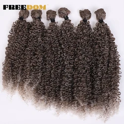 FREEDOM Synthetic Afro Kinky Curly Hair Extensions 6 Pcs/lot 260g Long Synthetic Hair Bundles Ombre Brown Weave Hair Fake Fibers