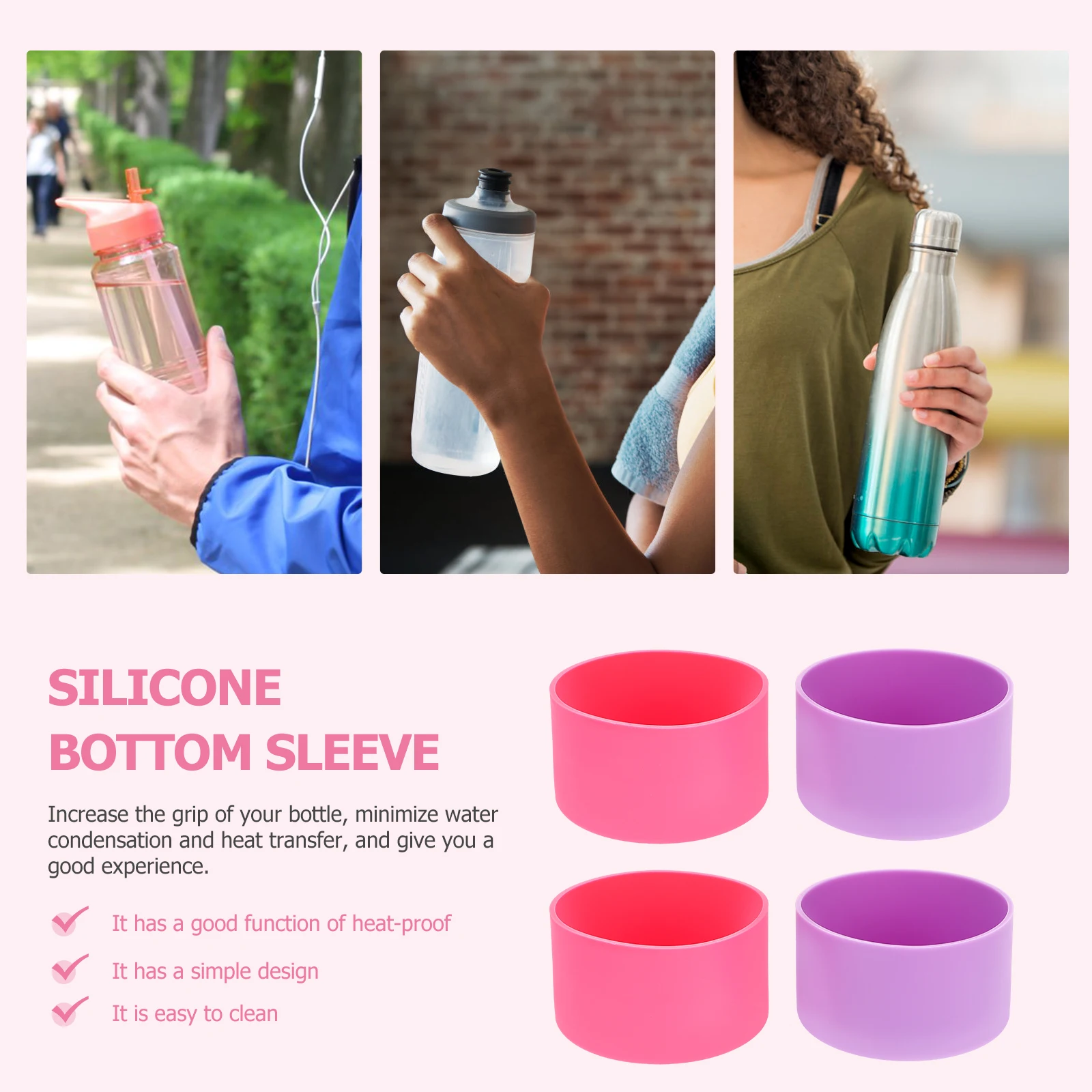 

4 Pcs Non Slip Silicone Bottle Bottom Protector Heat Insulated Cover Versatile Kitchen Bar Accessories Anti Slip Elastic Design