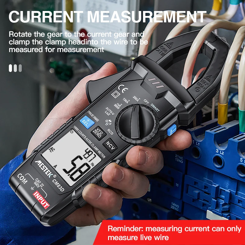 MESTEK Digital Clamp Meter AC DC Current 200A Voltage Auto Range Current Meter Tester Ammeter Multimeter Ture RMS Current Clamp