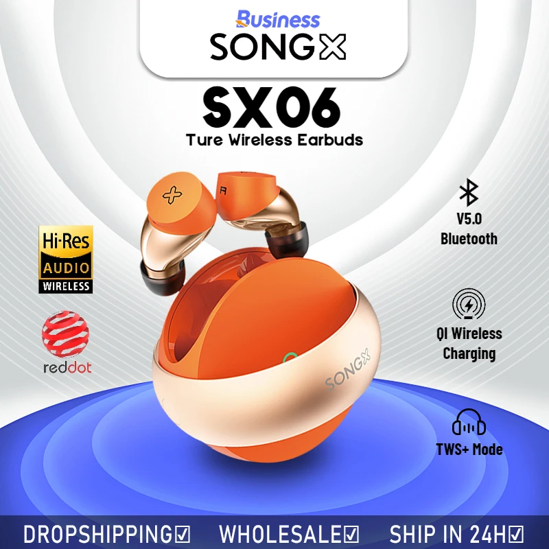 

SONGX SX06 Star Loop TWS Earbuds QI Wireless Charging Bluetooth Headphones IPX5 Waterproof Sports Gaming Wireless Earphones