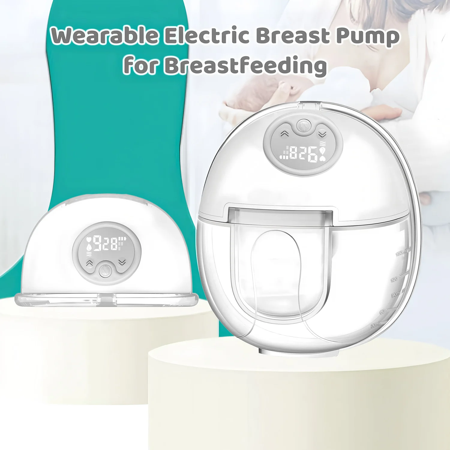 ウェアラブル搾乳器、ハンズフリー電動搾乳器、3モード9段階調整、220ml大容量設計＆低騒音