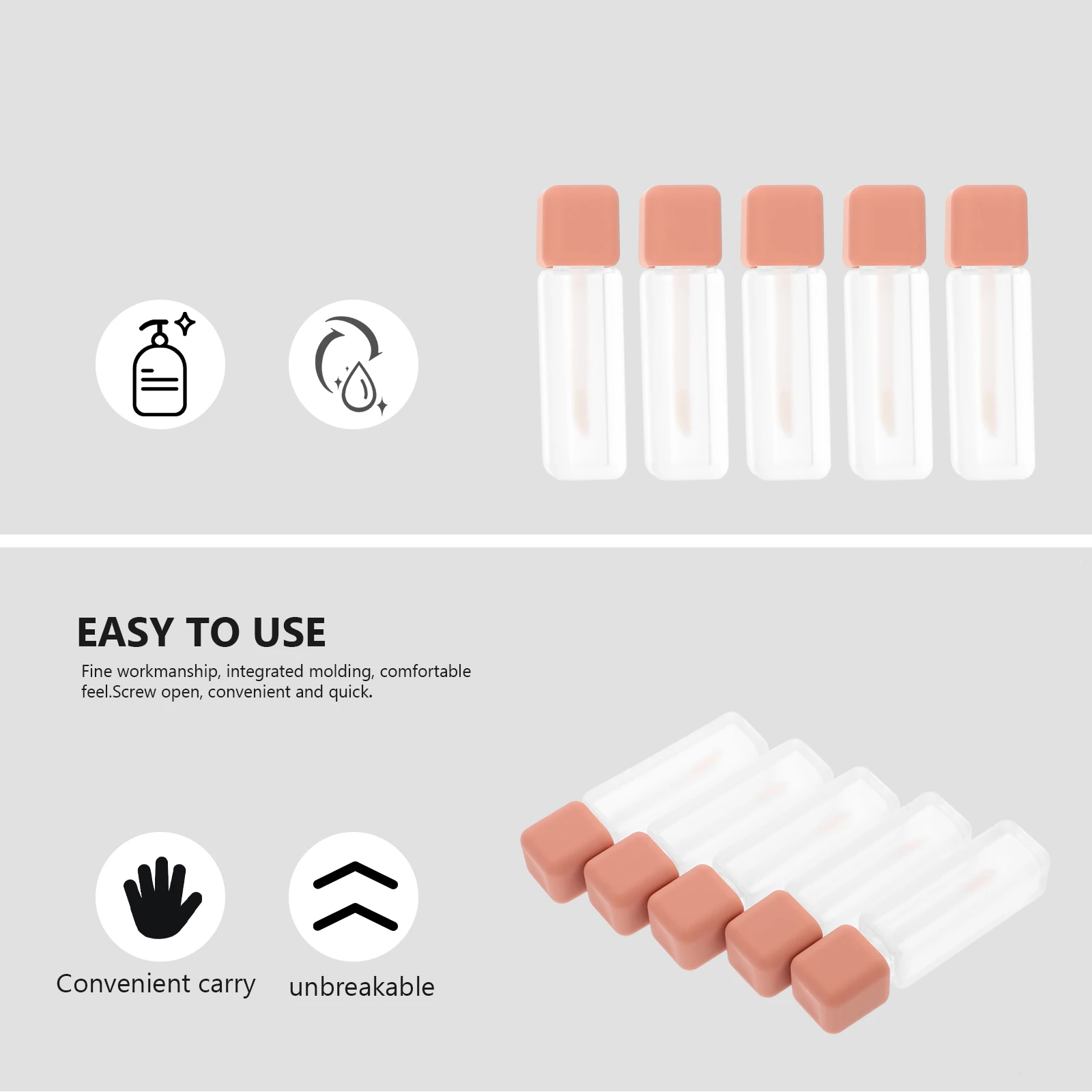 5 個 6 ミリリットル空のグロスチューブ詰め替え可能なミニ口紅ボトルトラベルサイズ漏れ防止 DIY リップオイル血清保管ポータブルチャーム