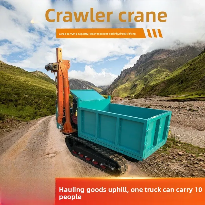 1-Ton All-Terrain Tracked Carrier with Dump Bed & Optional Crane | 3F+1R Gear Diesel Engine for Heavy Hauling on Rough Road