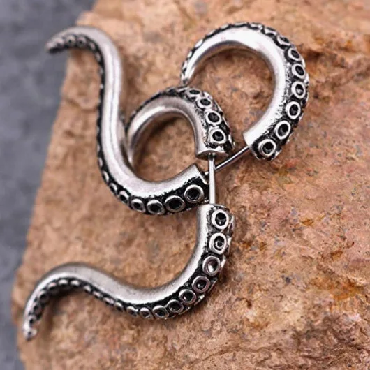 1PC Stainless Steel Octopus Whisker Earrings for Men Women Cthulhu Octopus Earrings Party Jewelry Accessories Gifts