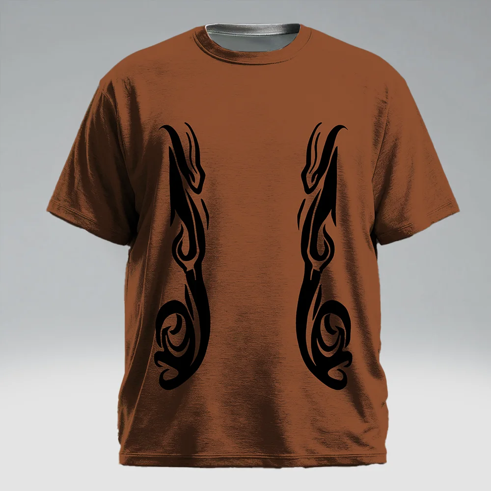 

S-9xl plus size Men's Short Sleeve T-Shirt: Ethnic-Chic Vibe - Sleek Tribal Pattern Prints, Wrinkle-Resistant, Weekend Outings