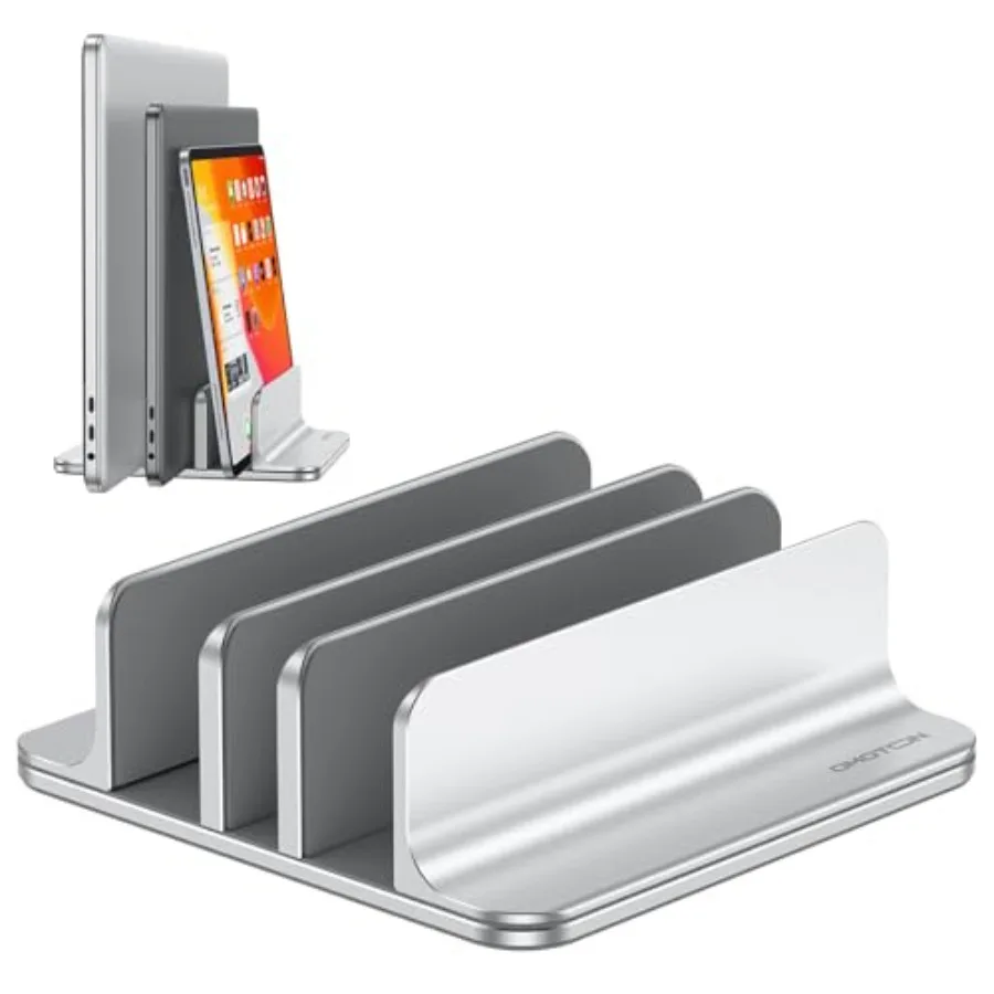 

Vertical Laptop Stand [Updated 3-Slots Version], Desktop Aluminum Mac Book Stand with Adjustable Dock Size, Fits All Mac Book,