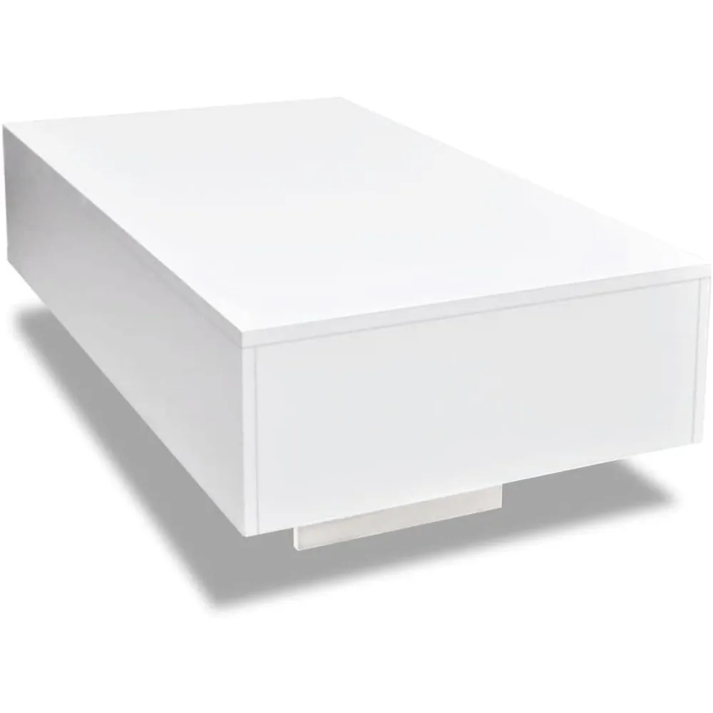 Rectangular Coffee Table High Gloss White Modern Rectangle Living Room Table, Rectangular Tea Table,Center Table for Living Room