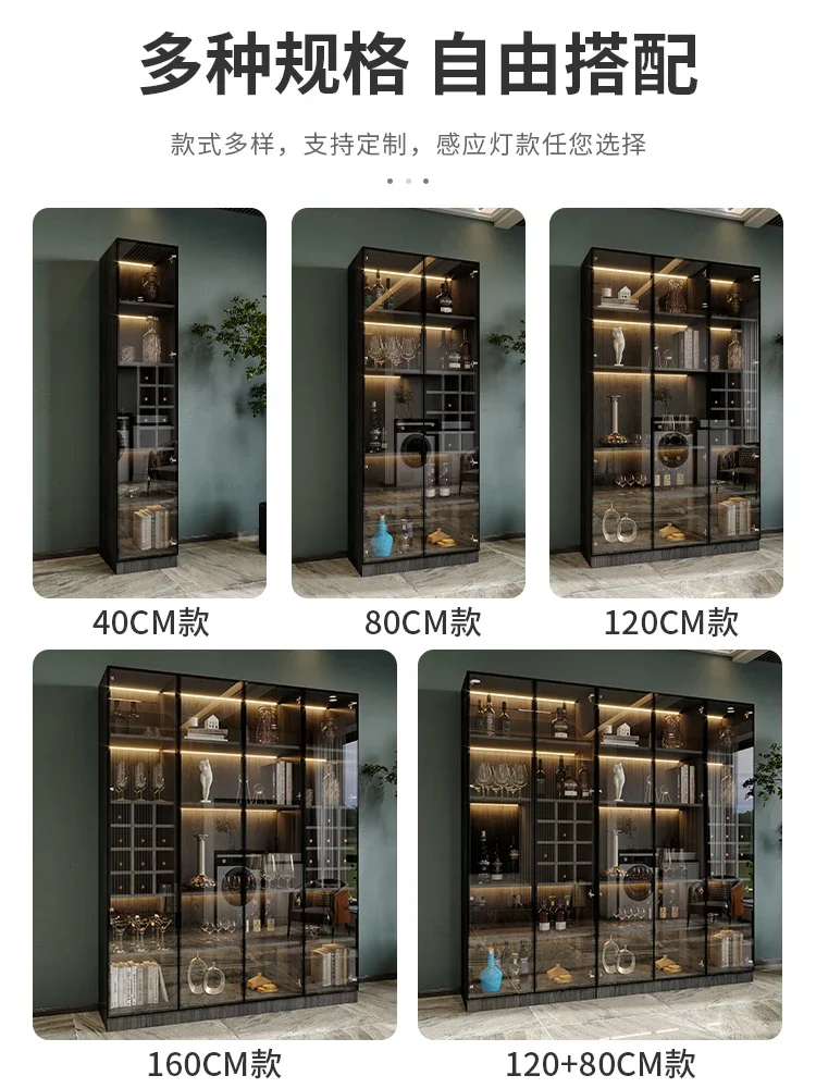 Living room wall display cabinet household luxury sideboard small glass door storage lockers.