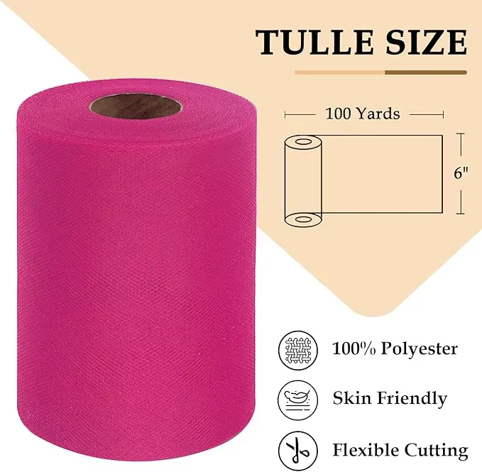 Tüllrollen 15cm x 91,4m Tüllrollen-Spule Stoff für DIY Tutu-Röcke Hochzeit Babyparty Bastelarbeiten Partyzubehör – Detail 1