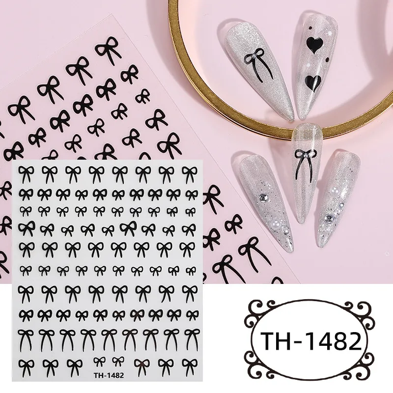 

5pcs/set Nail Sticker Colorful Bow Shape Adhesive Slider Stickers Nail Art Decal Decor Press On Nails Manicure Gel Nail Sticker