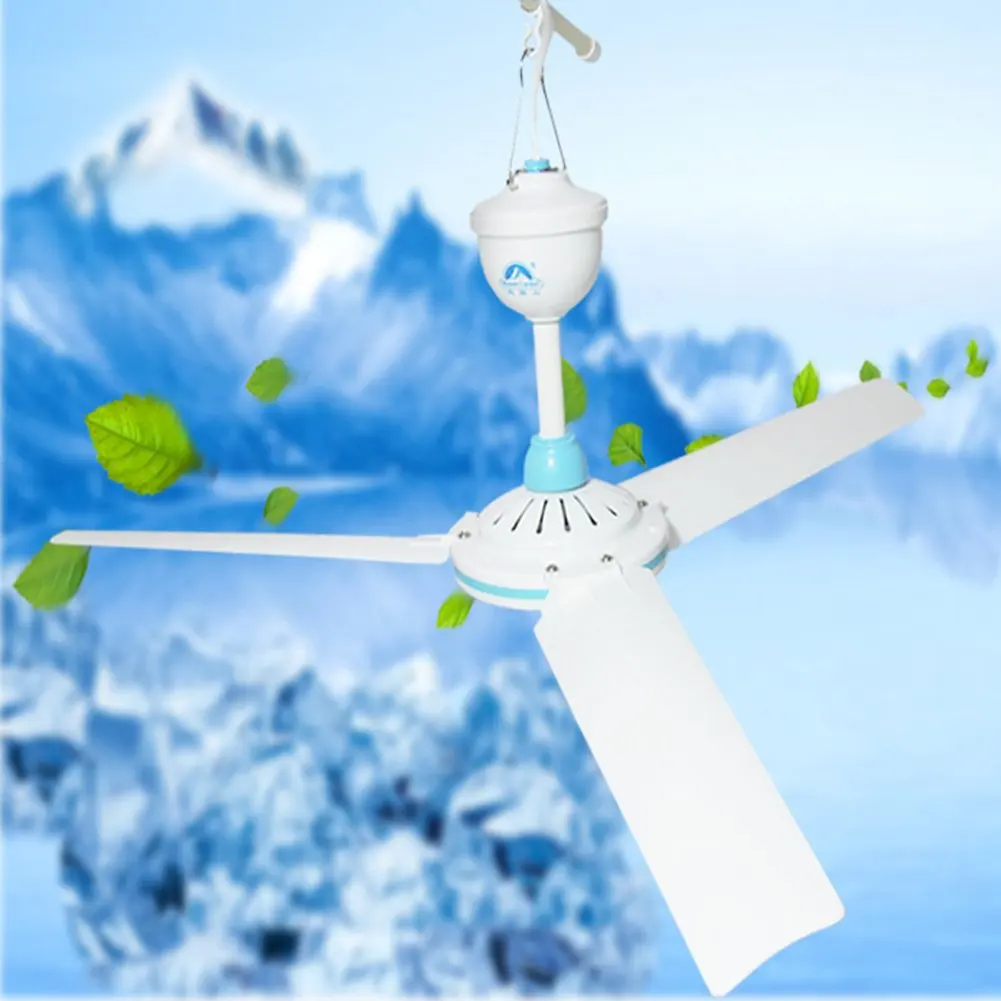 DC 12V Low-voltage Ceiling Hanging Fan Household Camping Electrical Fan White and Blue