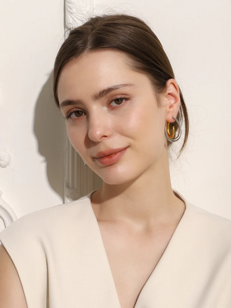 La. Muses – boucles d'oreilles en forme d'hameçon Double, couleurs mélangées, en acier inoxydable plaqué PVD, Design pour femmes, accessoires de bijoux à la mode