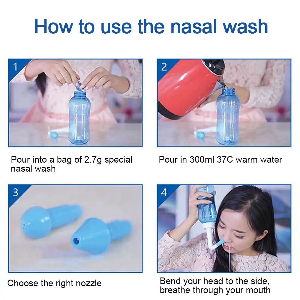 300/500ML Nasal Irrigator Nasal Wash Cleaner Spray Neti Pot Rinse Nose Cleaner Avoid Sinusitis Rhinitis Treatment Health Care