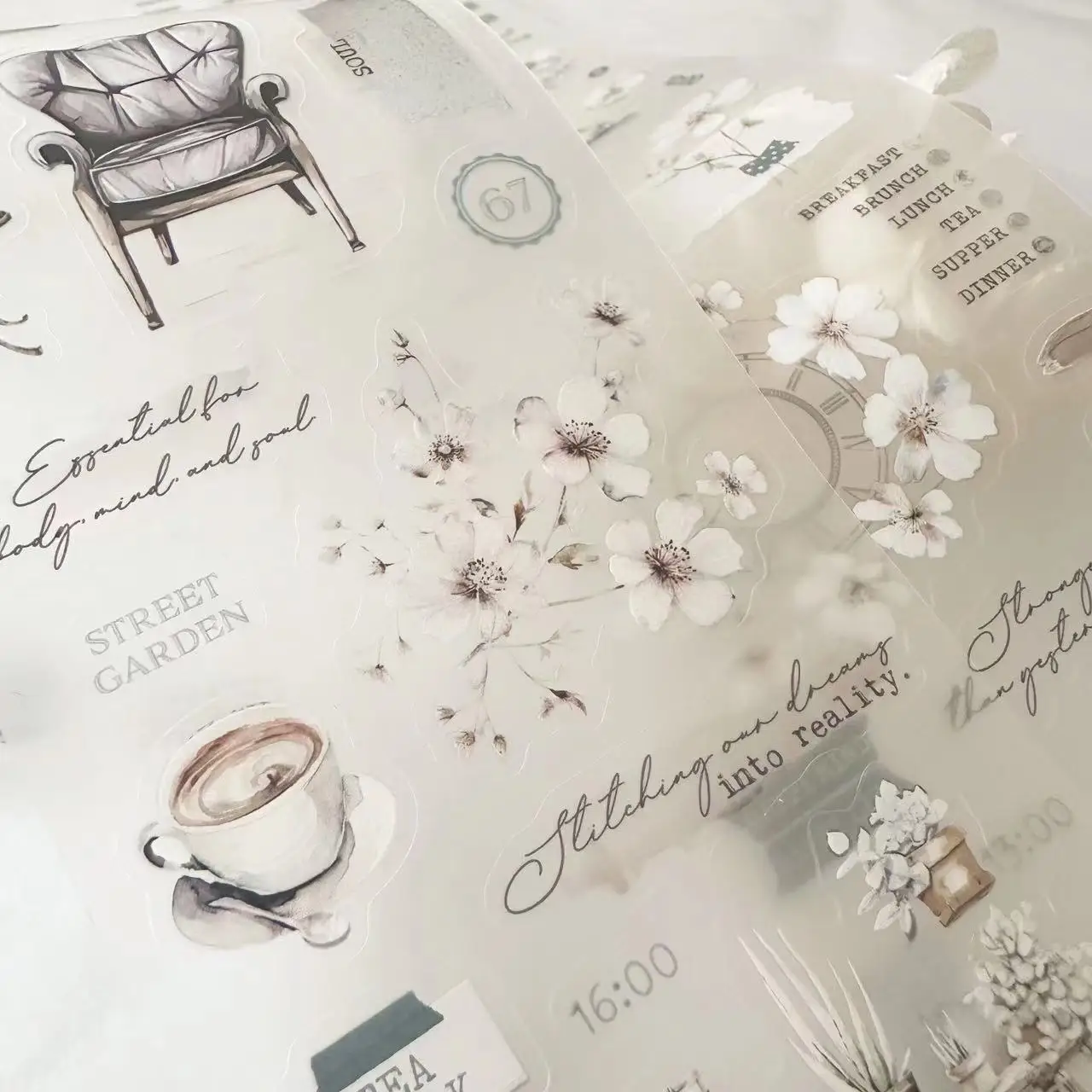 Journal Pages Vintage Neutral White Girl Washi PET Tape for Card Making DIY Decorative Sticker