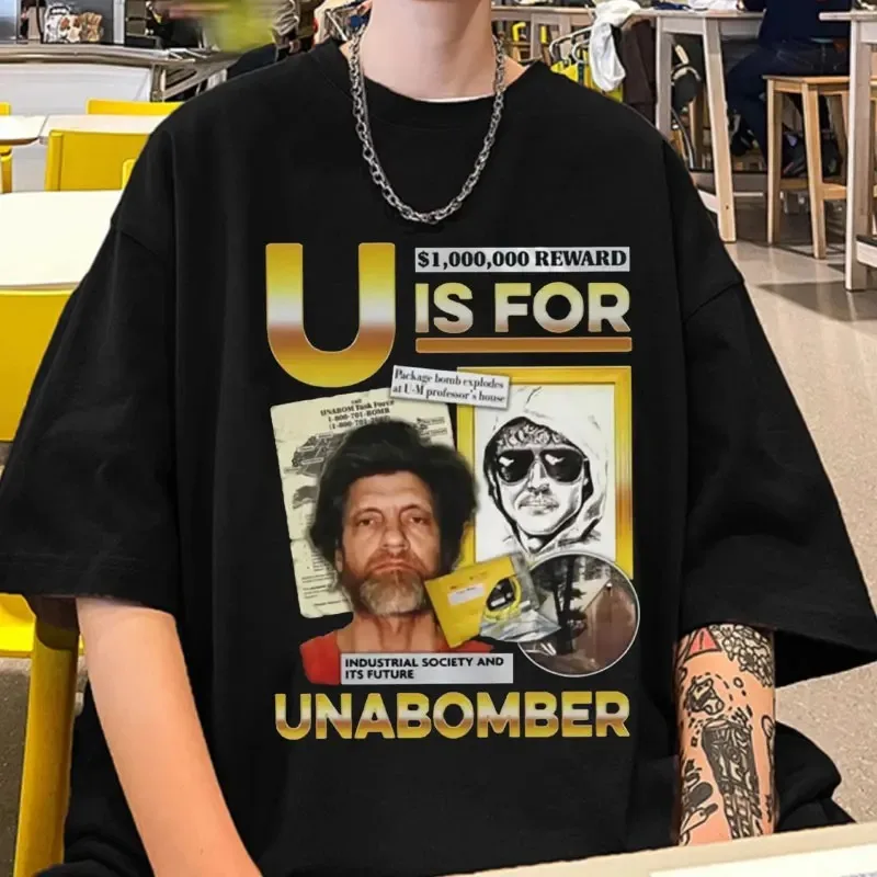 U Is for Unabomber Ted Kaczynski T Shirt Men's Women's Fashion Harajuku Vintage T-shirt High Quality Cotton Soft Tee Shirts Tops