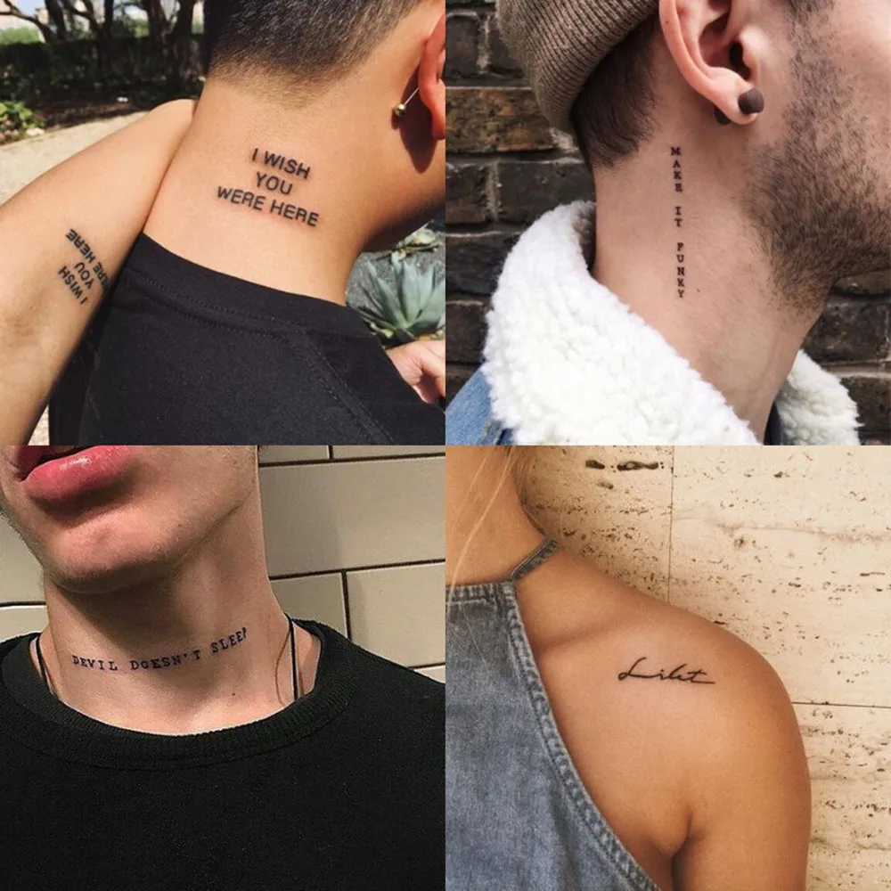 30pcs English Tattoo Stickers Waterproof for Men and Women