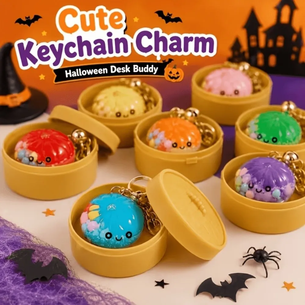 Colorful Miniature Bun Keychain Cute Cartoon Simulation Stuffed Bun Keychain Quicksand Glitter Crystal Acrylic