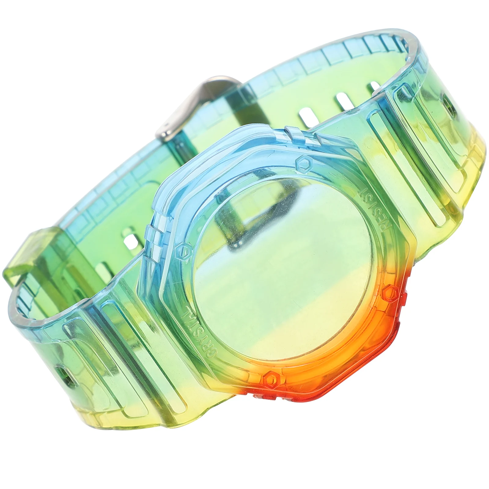 

Rainbow Cover Iridescent Watch Band Protector Waterproof Kids Bracelet Semi-transparent Tpu Stainless Steel Buckle