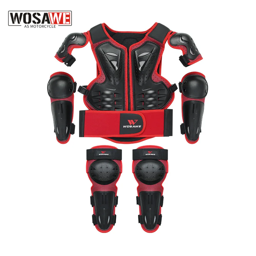 WOSAWE 5-10 years old  Boys Girls Youth Child Kids Body Protection  Motocross Armor Vest Suits Skiing Elbow Knee Care Armor