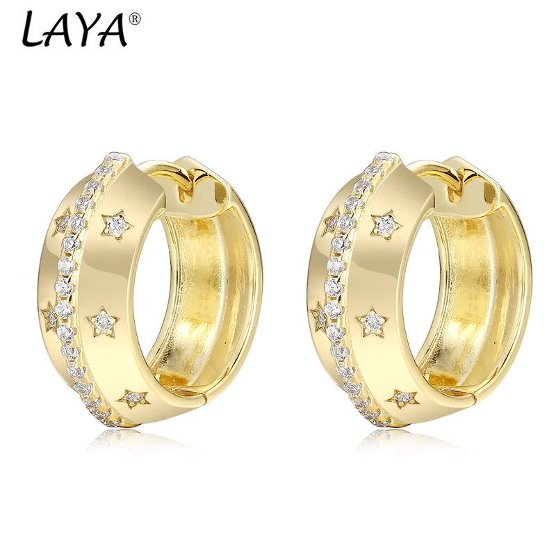 

LAYA 925 Sterling Silver Shining White Zircon Small Hoop Statement Earrings For Women Original Luxury Jewelry 2025 NEW Trend