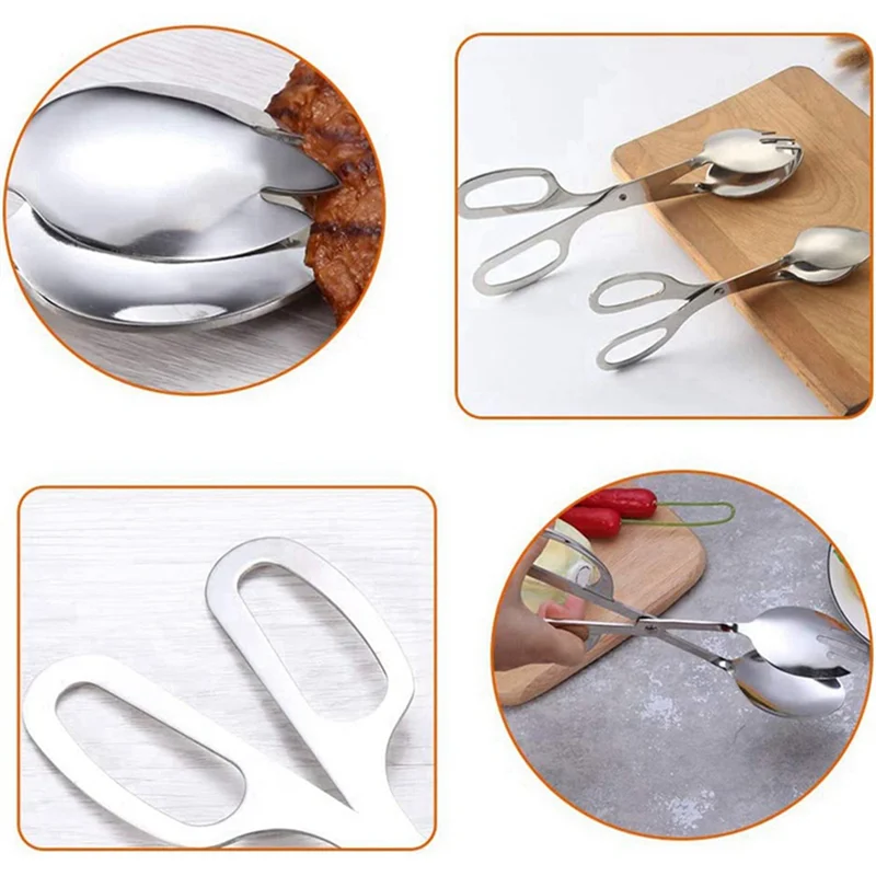 ABZL 2 Packs of Buffet Tongs, Stainless Steel Salad Tongs, Home Kitchen, Cake, Party, BBQ, Seafood, Fried