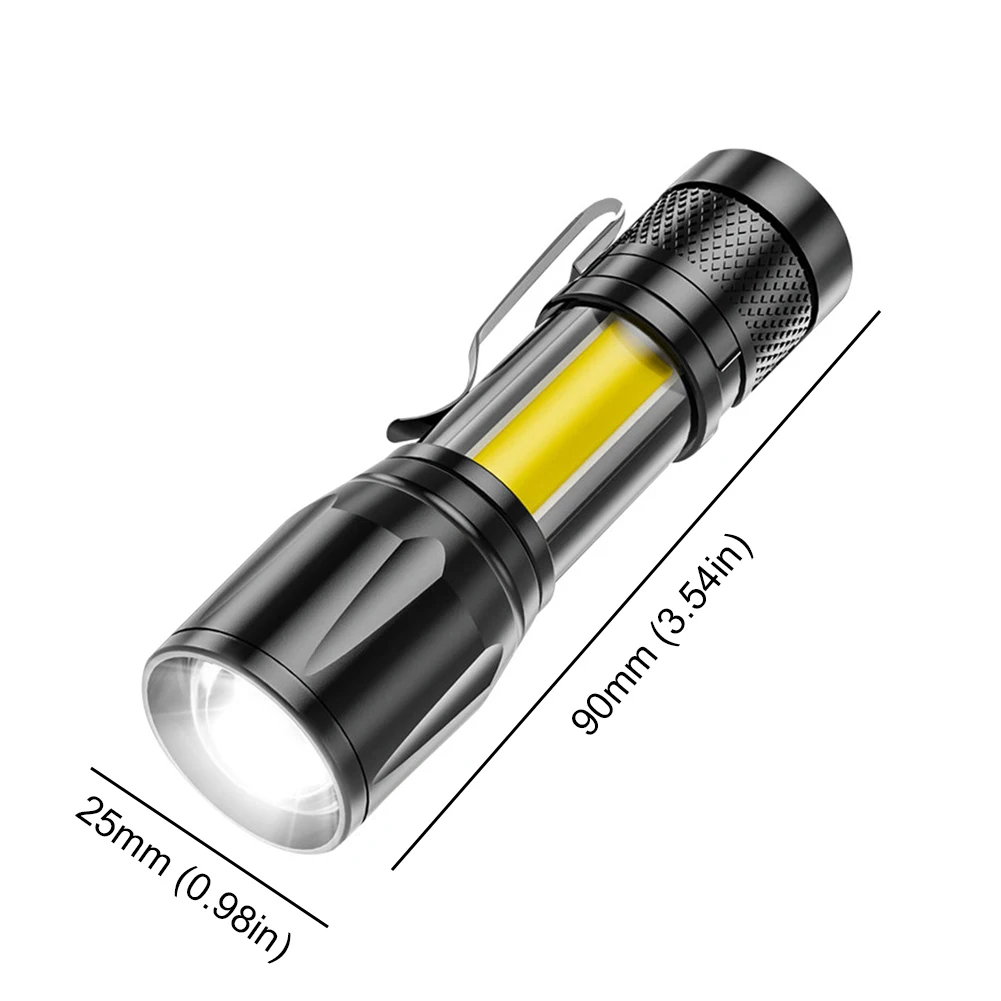 XPE+COB Powerful Flashlight Telescopic Zoom Portable Torch Light USB Rechargeable LED Flashlight Waterproof for Hiking Emergency