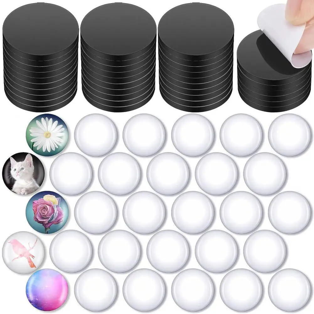 Glass Dome Magnets Magnetic Jewelry Supplies 48-piece Diy Fridge Magnets Round Magnetic Discs with Dome Glass for Refrigerator