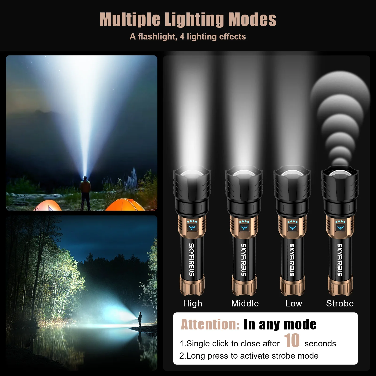Rechargeable Zoomable LED Flashlight 5