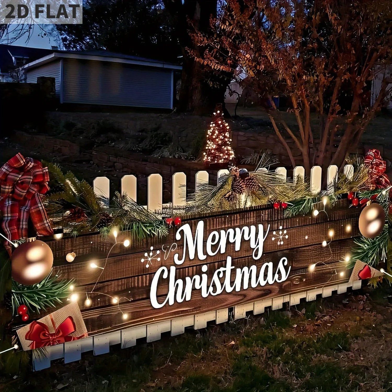 

Merry Christmas Hanging Banner Inches Christmas House Fence Banner Decoration Holiday Party Supplies Vintage Xmas House Garaged