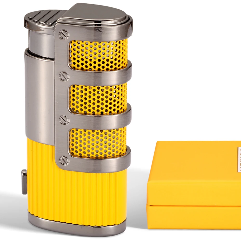Luxury3 Jet Torch Cigars Lighter Windproof Metal Pocket Lighters Butane Refillable Flame Gas Lighter W/ Cigar Punch