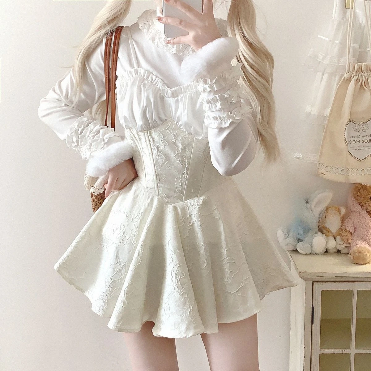 Japanese Thin Sweater Women 2000s French Elegant Kawaii Lolita Pullover Sweatshirts Female Outwear Vintage Chic