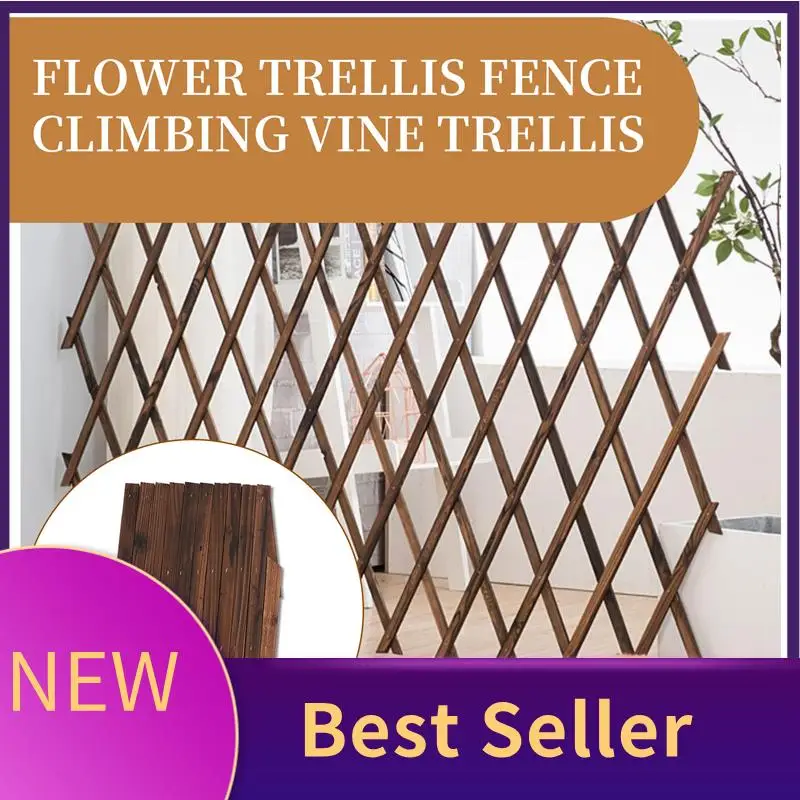 ABHI-Expanding Wooden Garden Wood Pull Mesh Wall Fence Grille For Home Garden Sub Garden Decoration Climbing Frame
