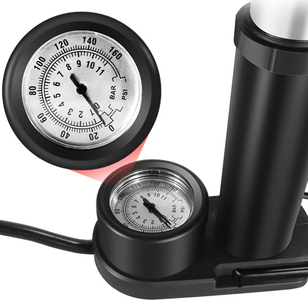 

1pc Portable Air Pump Metal Mini Foot Pump Barometer High Pressure Inflator For Bike Tire Multi-Purpose Inflation Household