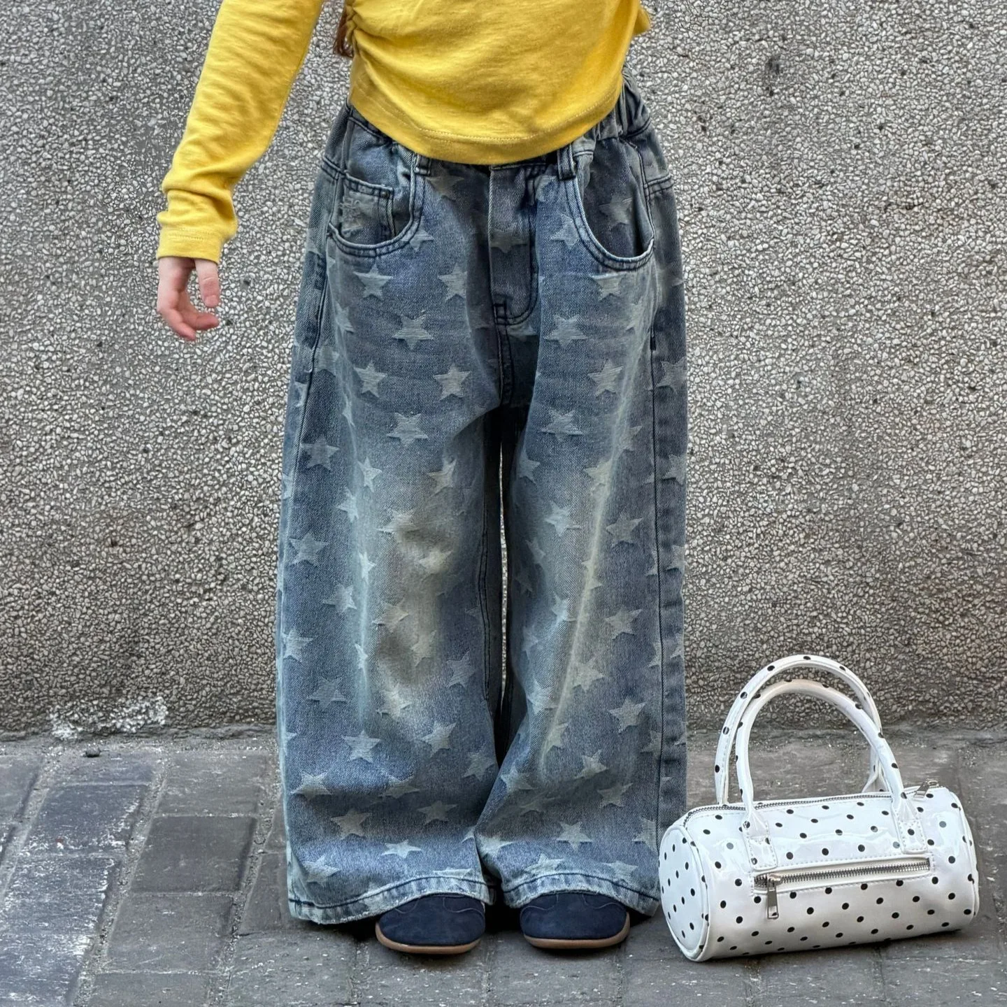 2026 Fashion Jeans New Fall Boys Girls Same Style Fall Mid Rise Cotton American Stylish Star Print Jeans