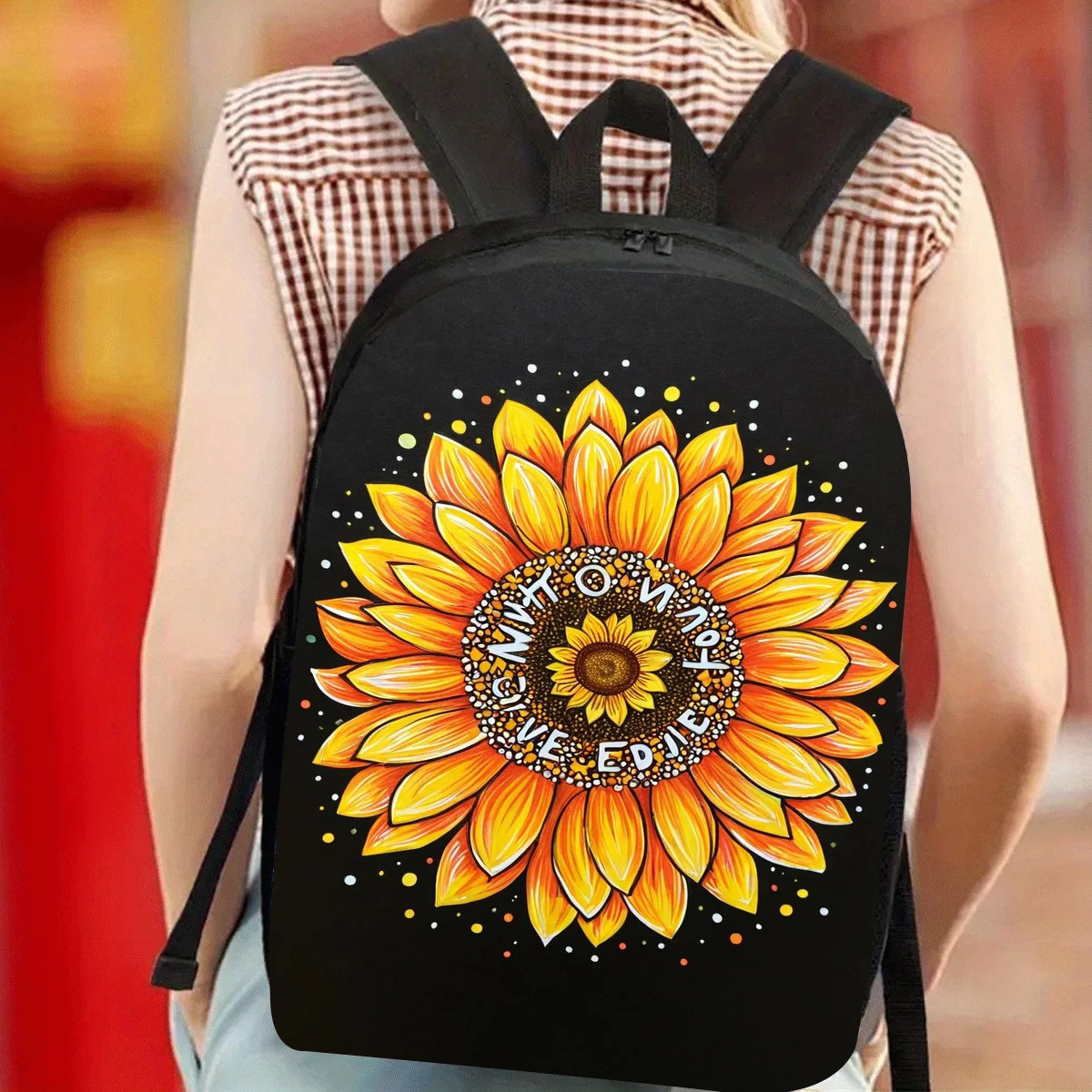 

JIT 1pc, Sunflower Backpack, Large Capacity 17 Inch Casual Backpack Laptop Bag with Water Bottle Holder - Lightweight