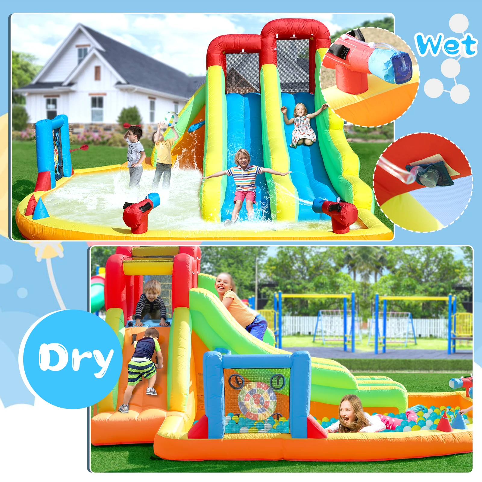 Inflatable Double-slide Water Slide Inflatable children's playground, children's pool, slide