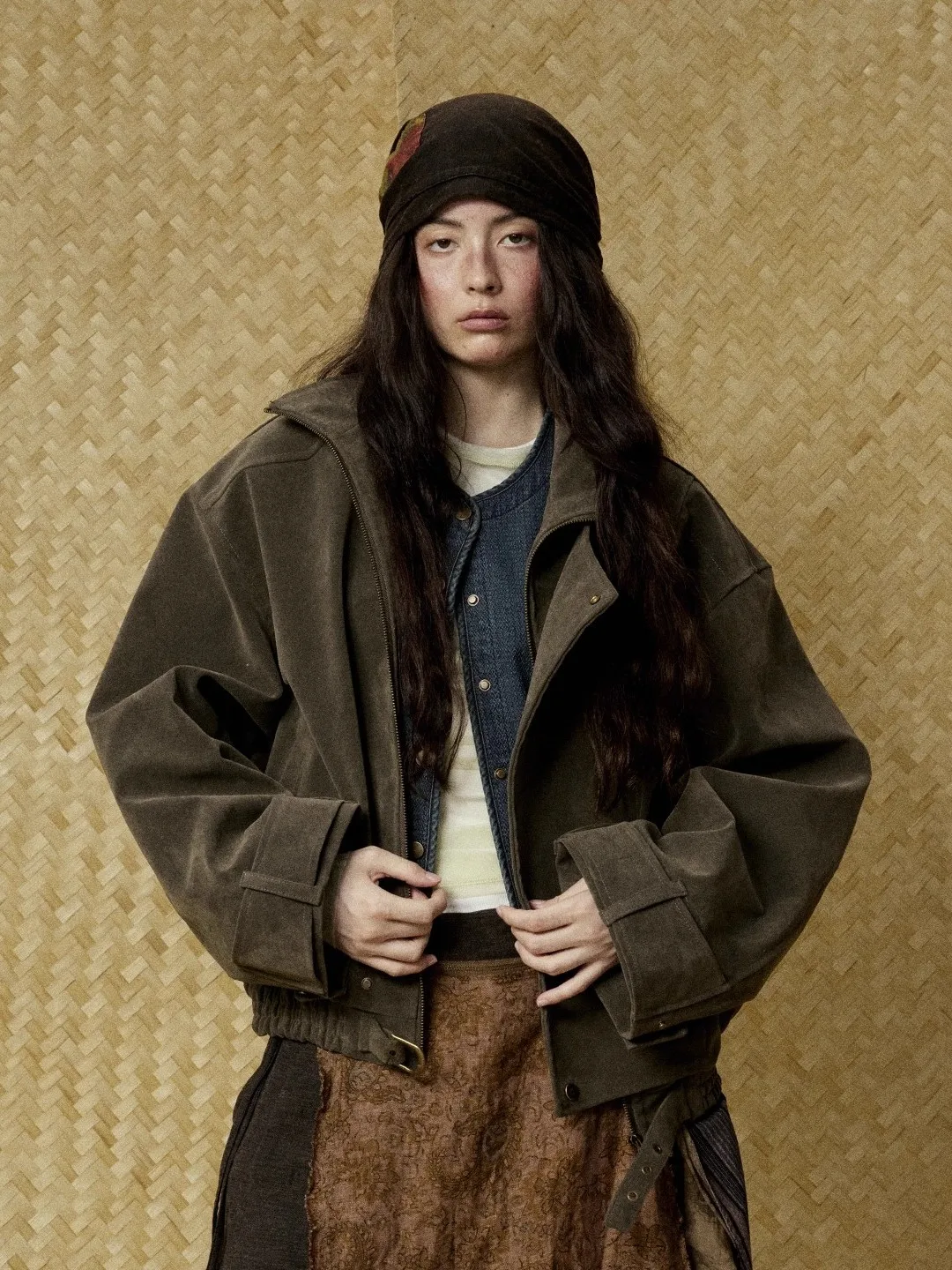 

Ретро американский замшевый дизайн с воротником-стойкой, джет, свободная верхняя одежда для мужчин и женщин, осенний сезон, модное повседневное пальто