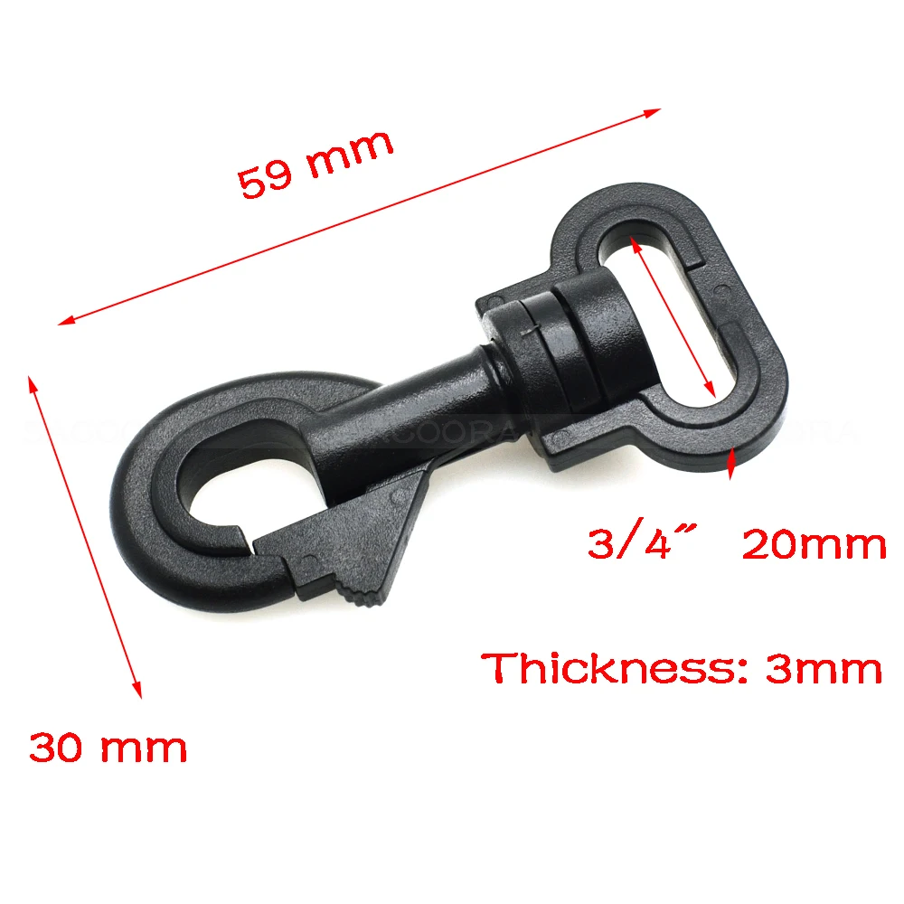 20mm 25mm 30mm 38mm Webbing Plastic Swivel Snap Hooks for Luggage Backpack Straps Accessories